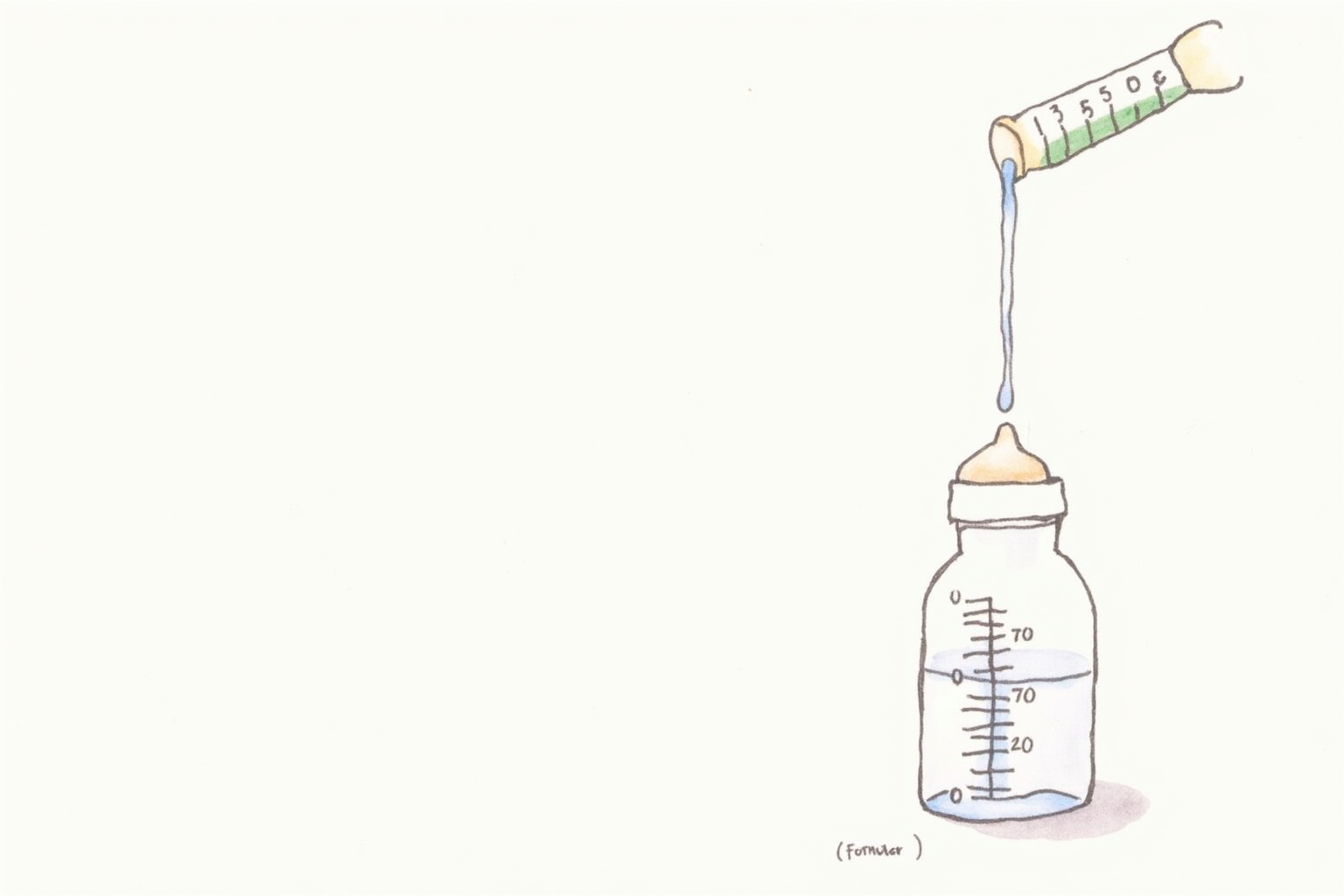 Pouring 70 degree water into formula bottle