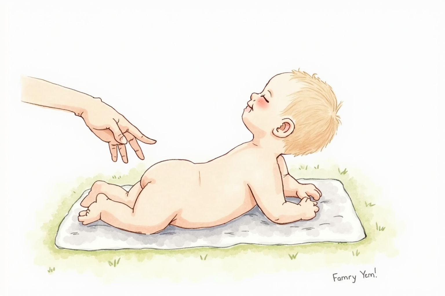 Tummy time baby looking up on play mat