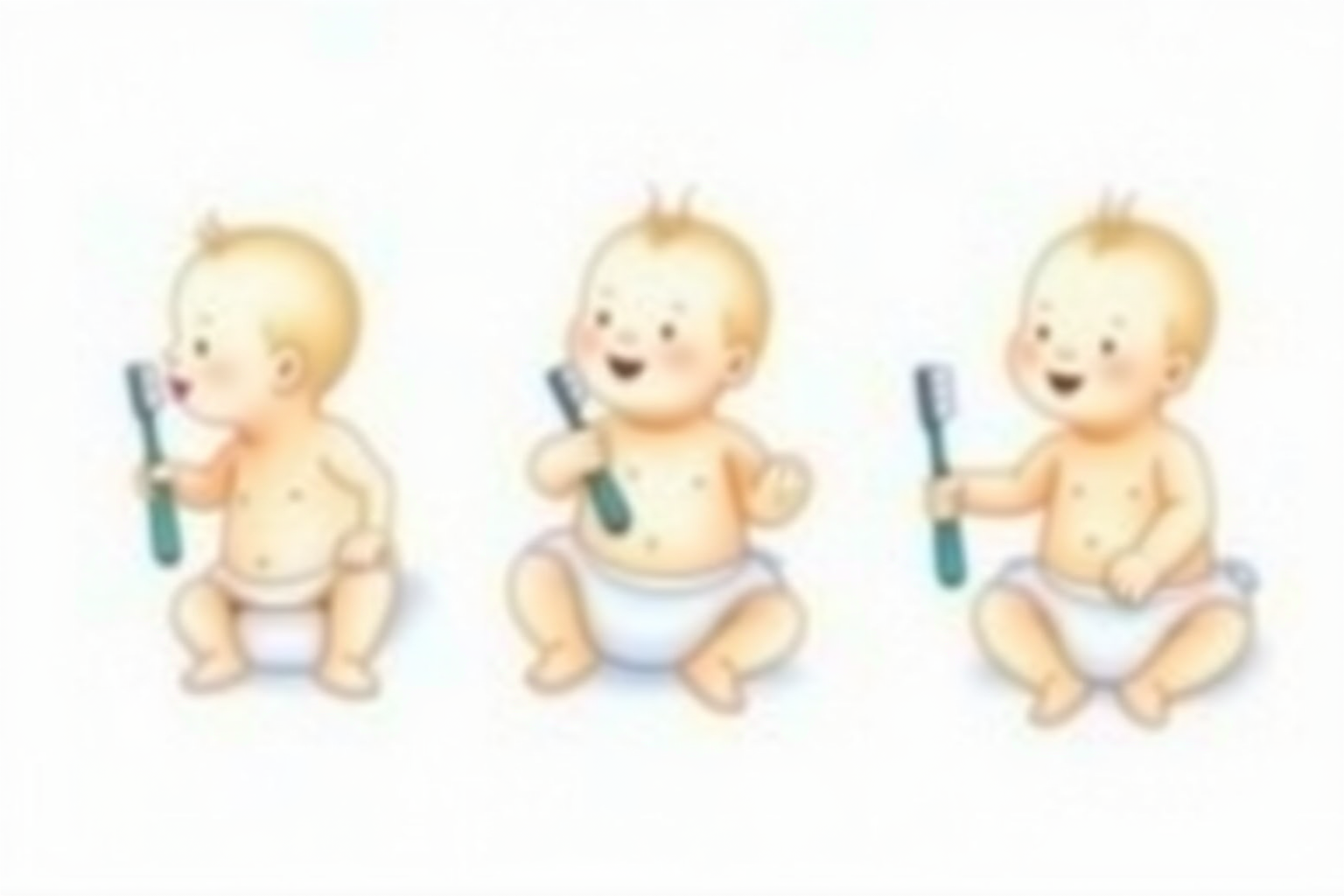 Three stages of toddler tooth brushing