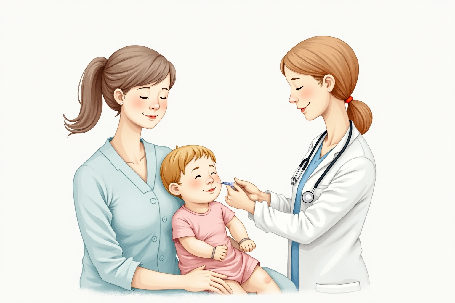 Pediatric flu vaccination scene