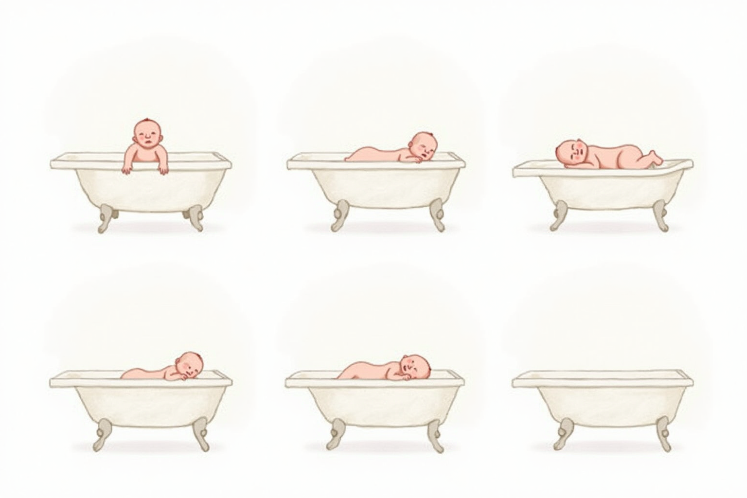 Eight step newborn bath procedure